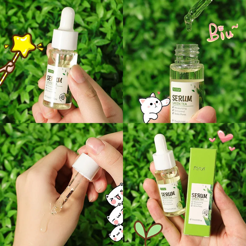 Sérum facial de chá verde Laikou, controle de oleosidade, antienvelhecimento, redução de poros, tratamento para acne, clareamento, hidratação, essência de melaleuca, cuidados com a pele