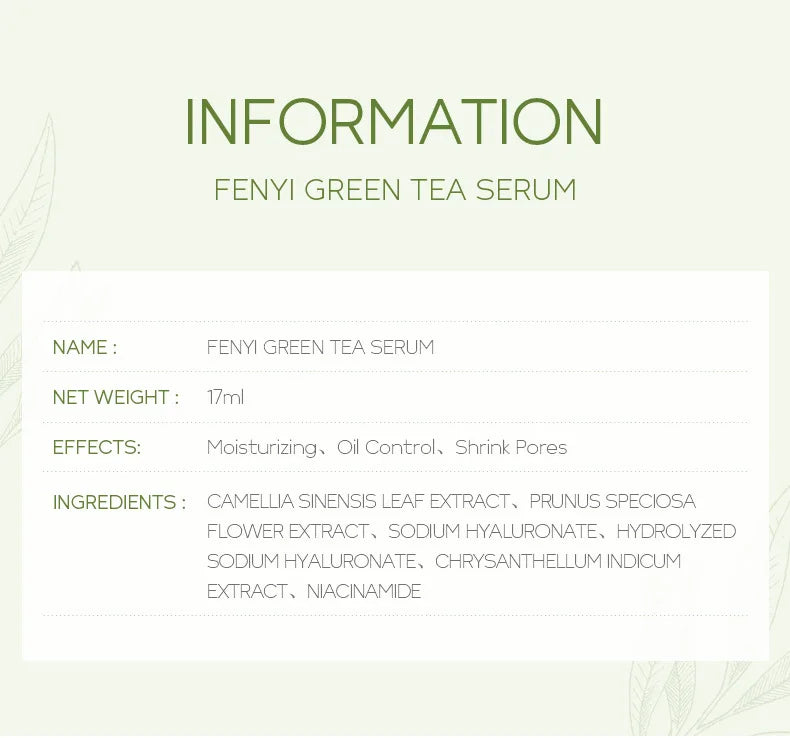Sérum facial de chá verde Laikou, controle de oleosidade, antienvelhecimento, redução de poros, tratamento para acne, clareamento, hidratação, essência de melaleuca, cuidados com a pele