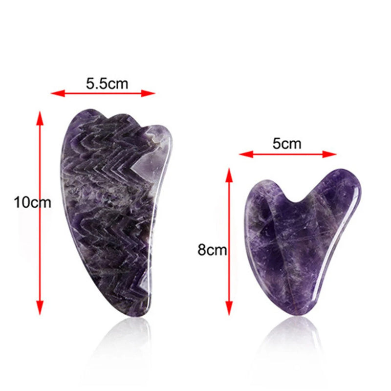 Gua Sha, raspador de guache com jade ametista natural, massageador para rosto, lifting de pele fina, raspador facial, ferramentas de beleza e cuidados com a pele
