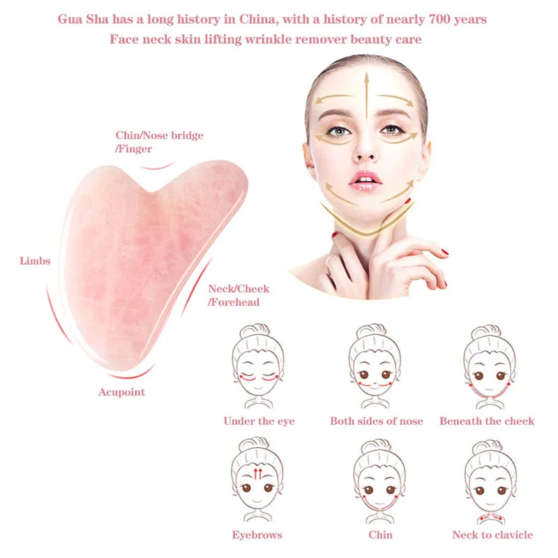 Gua Sha, raspador de guache com jade ametista natural, massageador para rosto, lifting de pele fina, raspador facial, ferramentas de beleza e cuidados com a pele