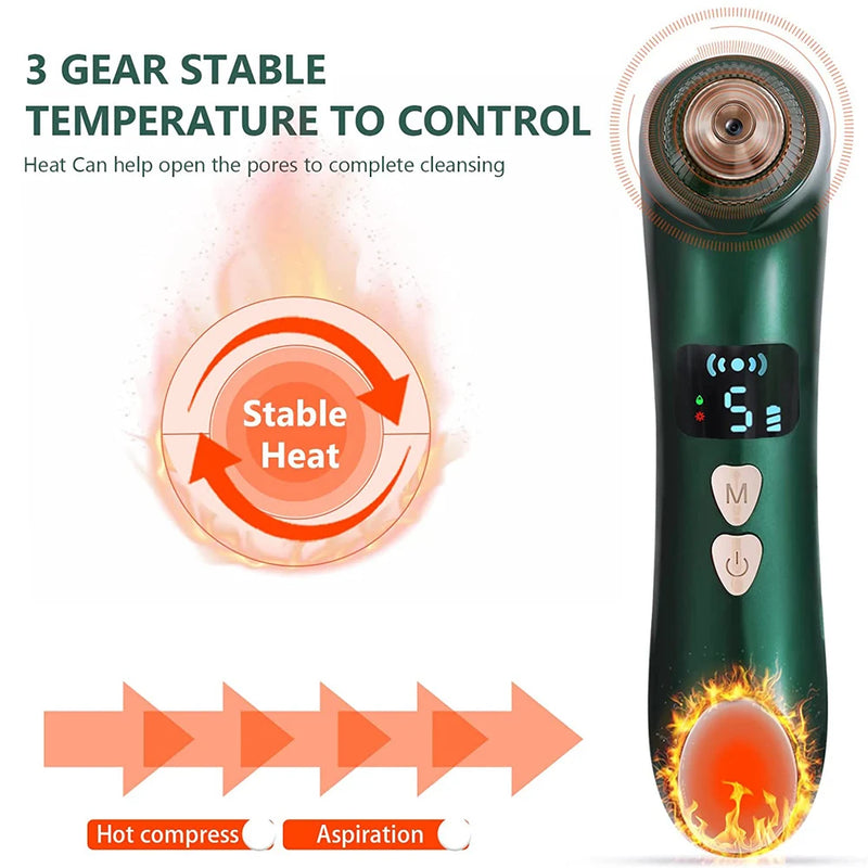 AOKO Removedor de Cravos, Câmera de Vácuo para Poros, Limpador de Poros, Removedor de Acne, Aquecimento Elétrico, Limpeza Profunda do Nariz e Rosto, Microscópio Wi-Fi