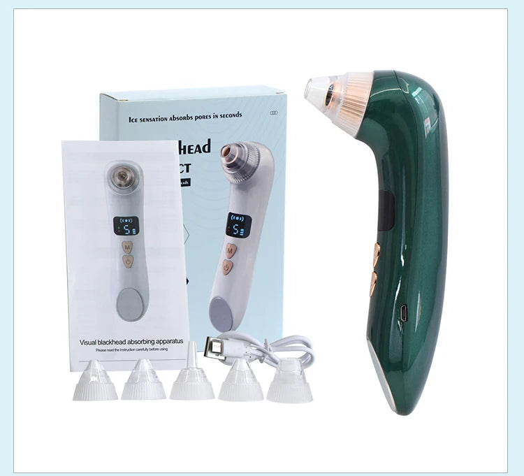 AOKO Removedor de Cravos, Câmera de Vácuo para Poros, Limpador de Poros, Removedor de Acne, Aquecimento Elétrico, Limpeza Profunda do Nariz e Rosto, Microscópio Wi-Fi