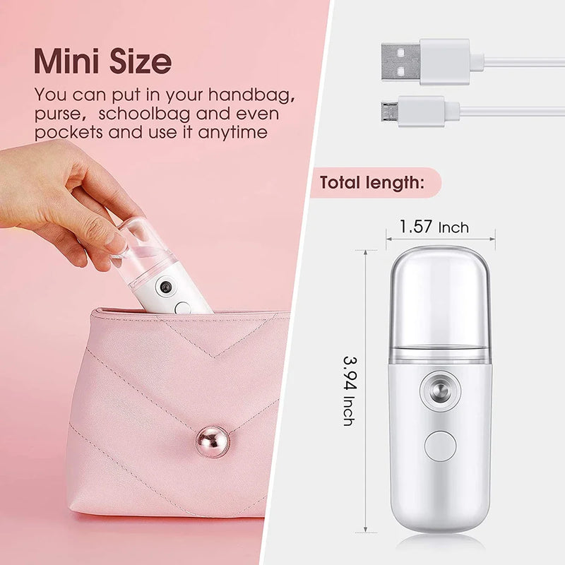 Mini pulverizador de névoa nano portátil USB de 30 ml, spray facial, vaporizador facial, hidratante, umidificador de ar, instrumentos de beleza para cuidados com a pele
