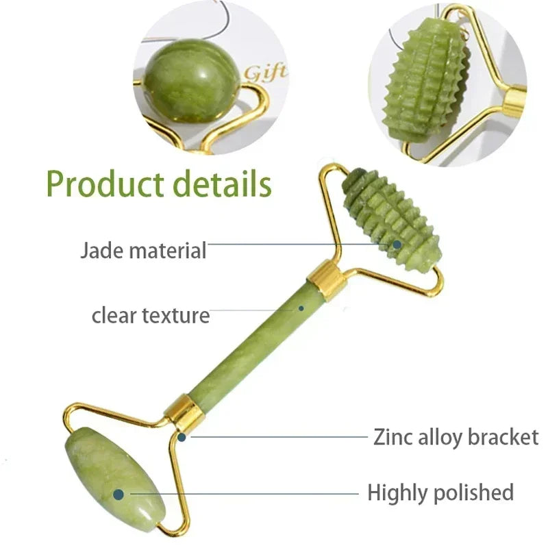 assage Visage Rolo de Jade Natural Gua Sha Facial Massageador Corporal e de Pescoço com Pedras Naturais Acupoint Cuidados com os Olhos Ferramentas de Massagem Spa MLifting