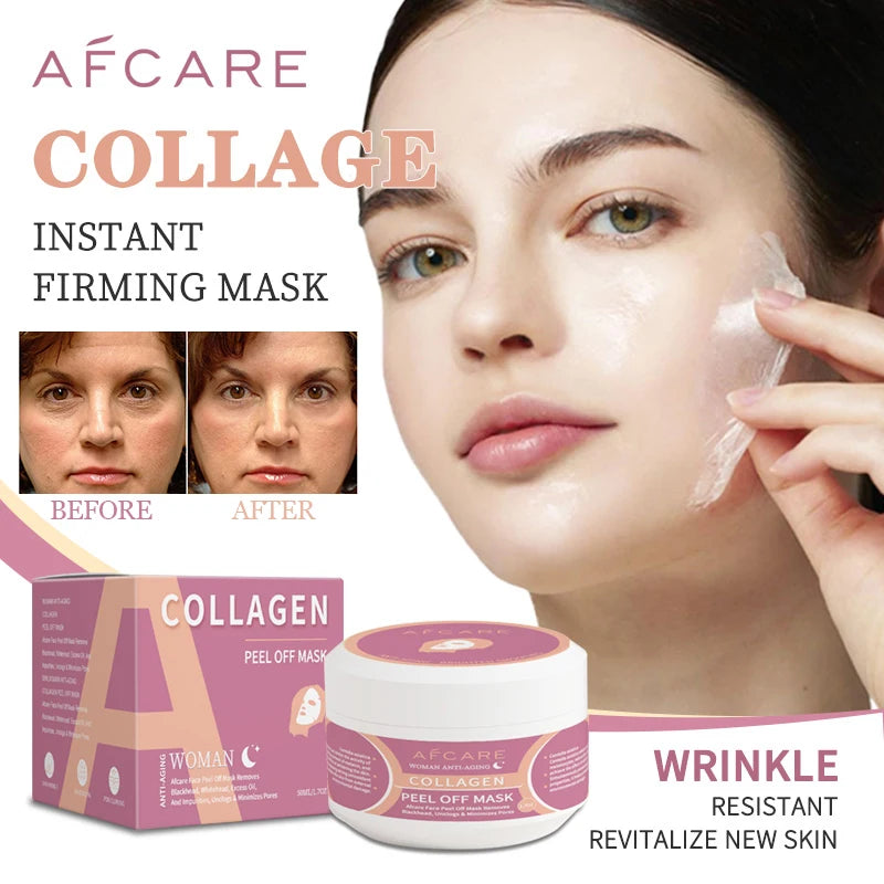 Máscara facial coreana de colágeno, máscara facial antirrugas de colágeno, máscara de lifting facial hidratante e tensora