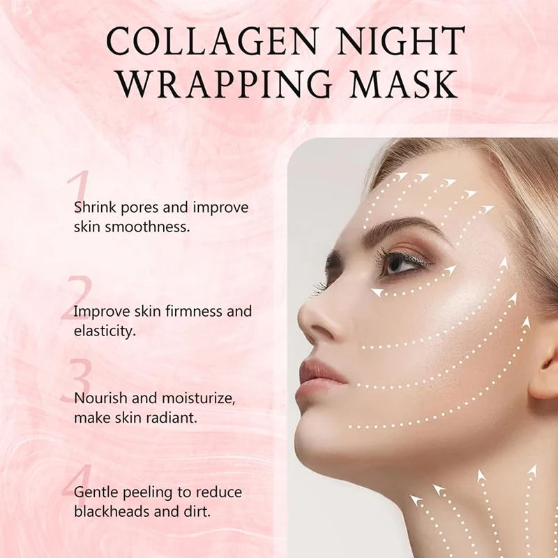 Máscara facial coreana de colágeno, máscara facial antirrugas de colágeno, máscara de lifting facial hidratante e tensora