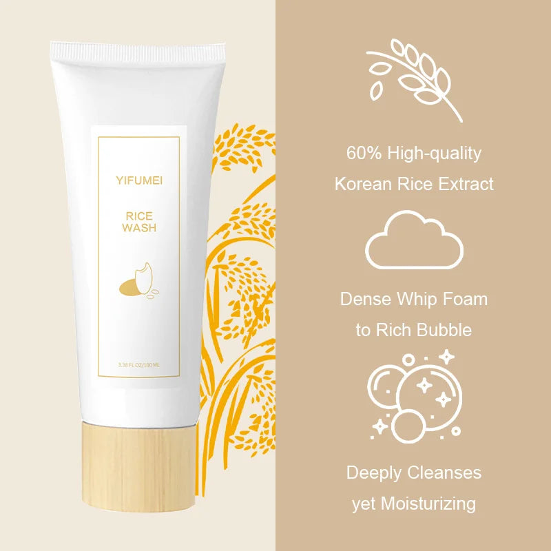 Espuma de limpeza facial coreana de arroz para cuidados com a pele, hidratante, iluminador e rejuvenescedor, limpador facial, cuidados com a pele coreanos originais