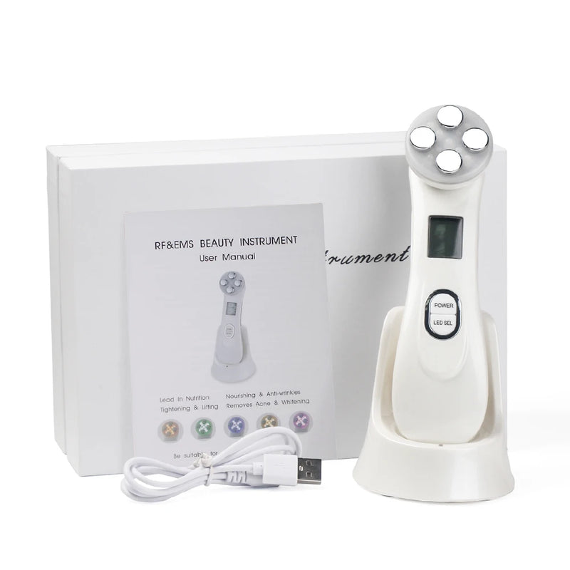 5 em 1 RF Radiofrequência EMS Eletroporação LED Fóton Dispositivo de Beleza Lifting de Pele Firme Anti-Rugas Cuidados com a Pele Massageador Facial