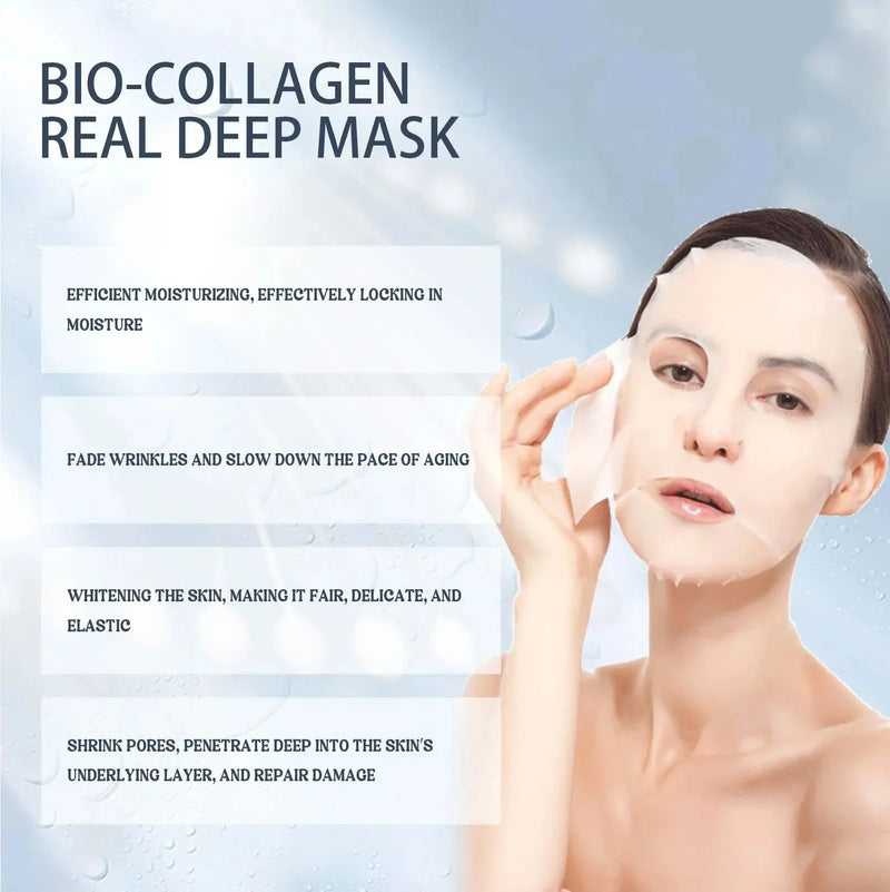 Máscara facial de biocolágeno 1/3/5/10 unidades, antirrugas, suaviza linhas finas, lifting, pele firme, antienvelhecimento, clareia a pele, cosméticos coreanos