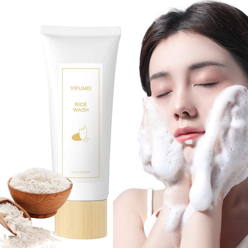 Espuma de limpeza facial coreana de arroz para cuidados com a pele, hidratante, iluminador e rejuvenescedor, limpador facial, cuidados com a pele coreanos originais