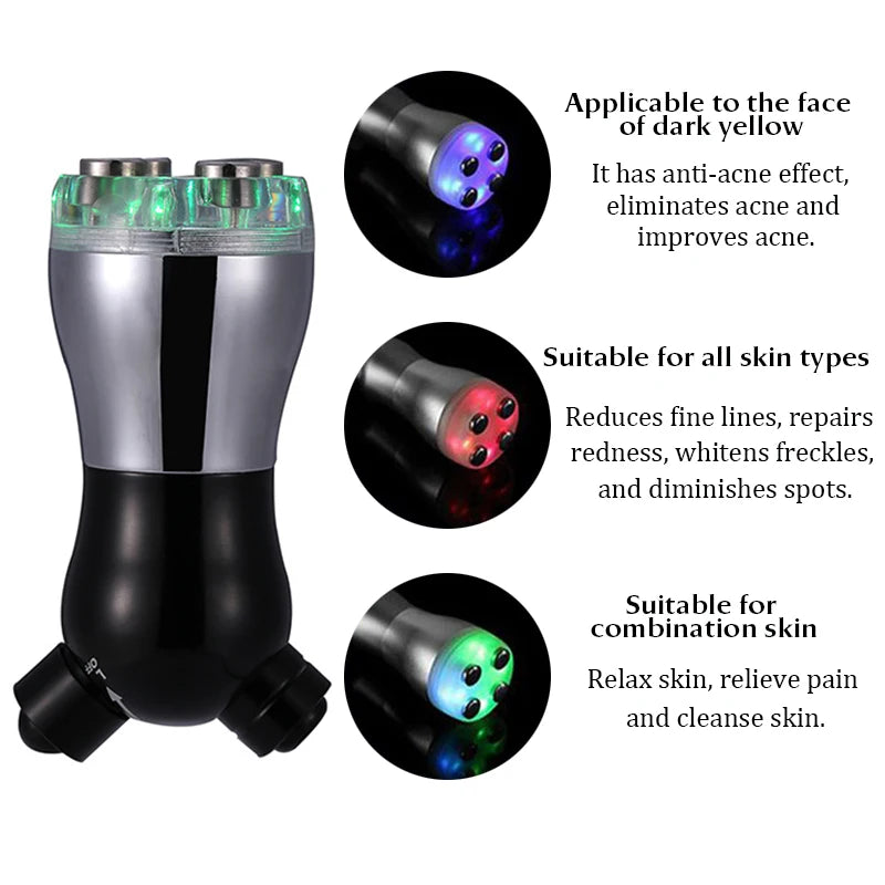 Massageador facial profissional eletroporador com vibração de rádio e LED Photon Rejuvenescimento Facial Lifting da pele Ferramenta de cuidados