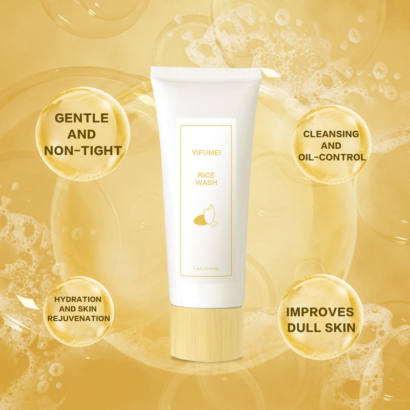 Espuma de limpeza facial coreana de arroz para cuidados com a pele, hidratante, iluminador e rejuvenescedor, limpador facial, cuidados com a pele coreanos originais