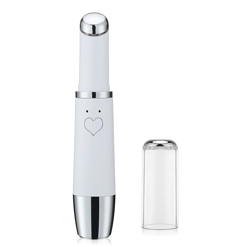 Massageador elétrico para os olhos, dispositivo de massagem com aquecimento por vibração para olheiras, inchaço, fadiga ocular, caneta para cuidados com os olhos e rugas