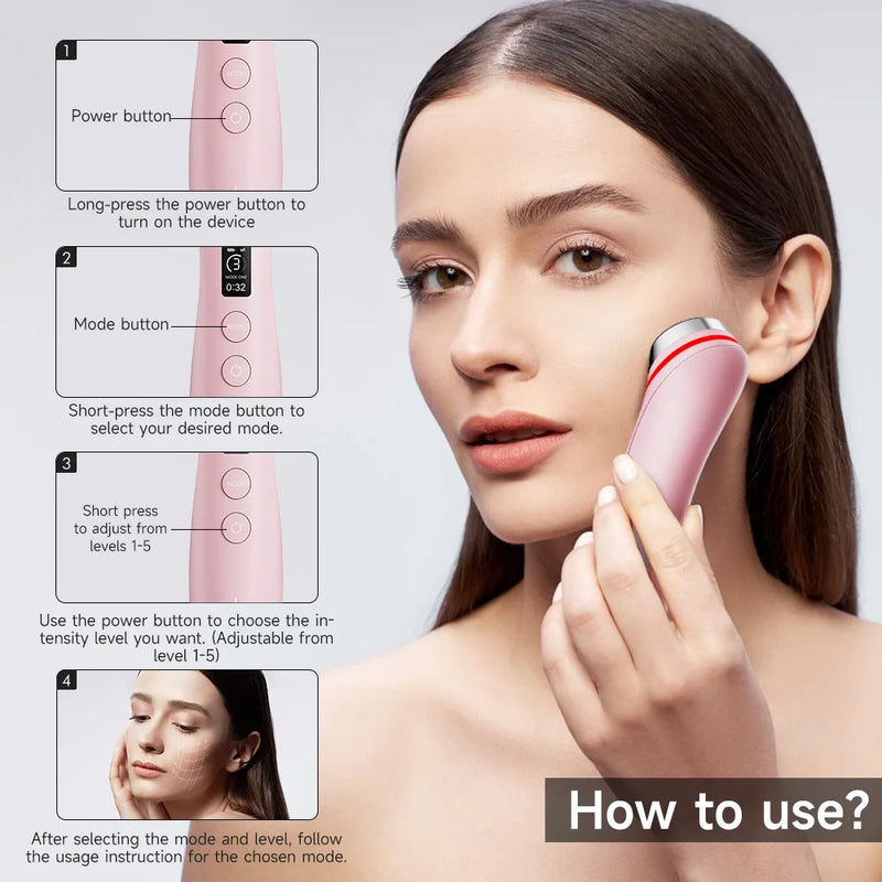 Booster Pro LED Facial Light Therapy 5 Cores Varinha de Beleza para os Olhos Massageador de Olhos com Luz Vermelha para Ferramenta de Rejuvenescimento da Pele