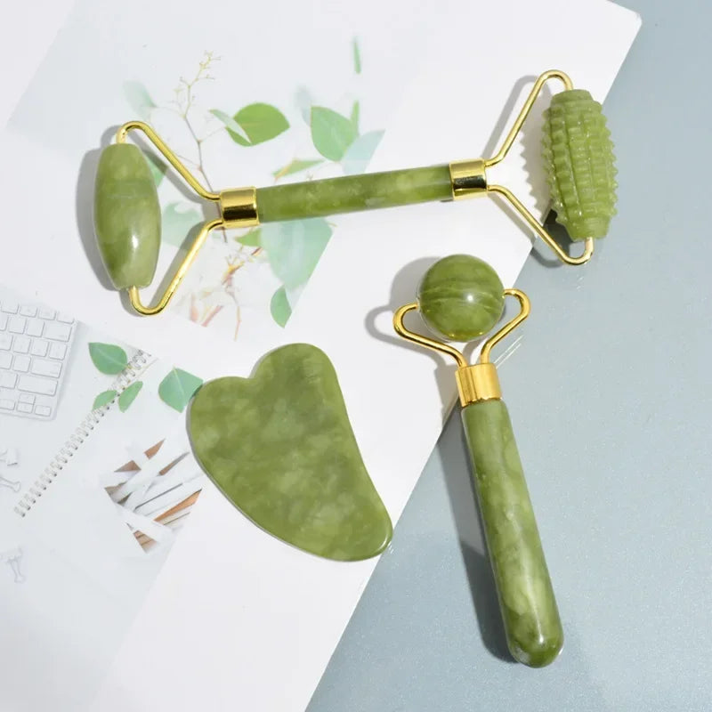 assage Visage Rolo de Jade Natural Gua Sha Facial Massageador Corporal e de Pescoço com Pedras Naturais Acupoint Cuidados com os Olhos Ferramentas de Massagem Spa MLifting