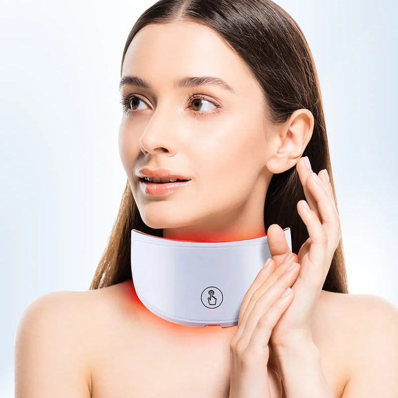 Máscara facial de LED de 7 cores com pescoço, máscara de terapia de luz vermelha para firmamento da pele, lifting, antienvelhecimento, bio-luz, beleza, clareamento, casa