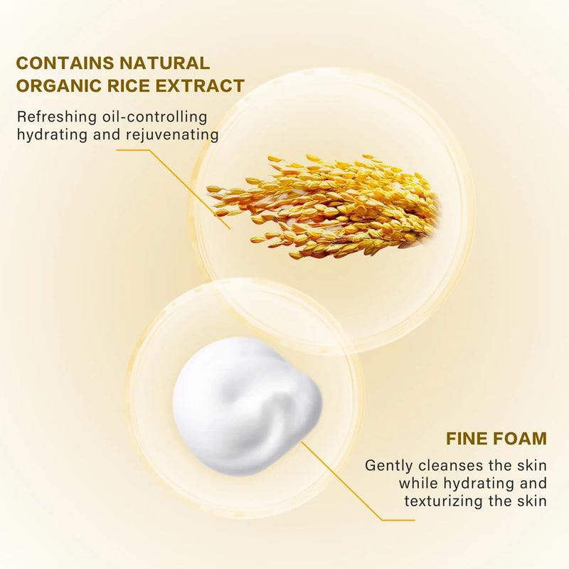 Espuma de limpeza facial coreana de arroz para cuidados com a pele, hidratante, iluminador e rejuvenescedor, limpador facial, cuidados com a pele coreanos originais