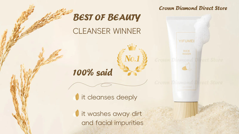 Espuma de limpeza facial coreana de arroz para cuidados com a pele, hidratante, iluminador e rejuvenescedor, limpador facial, cuidados com a pele coreanos originais