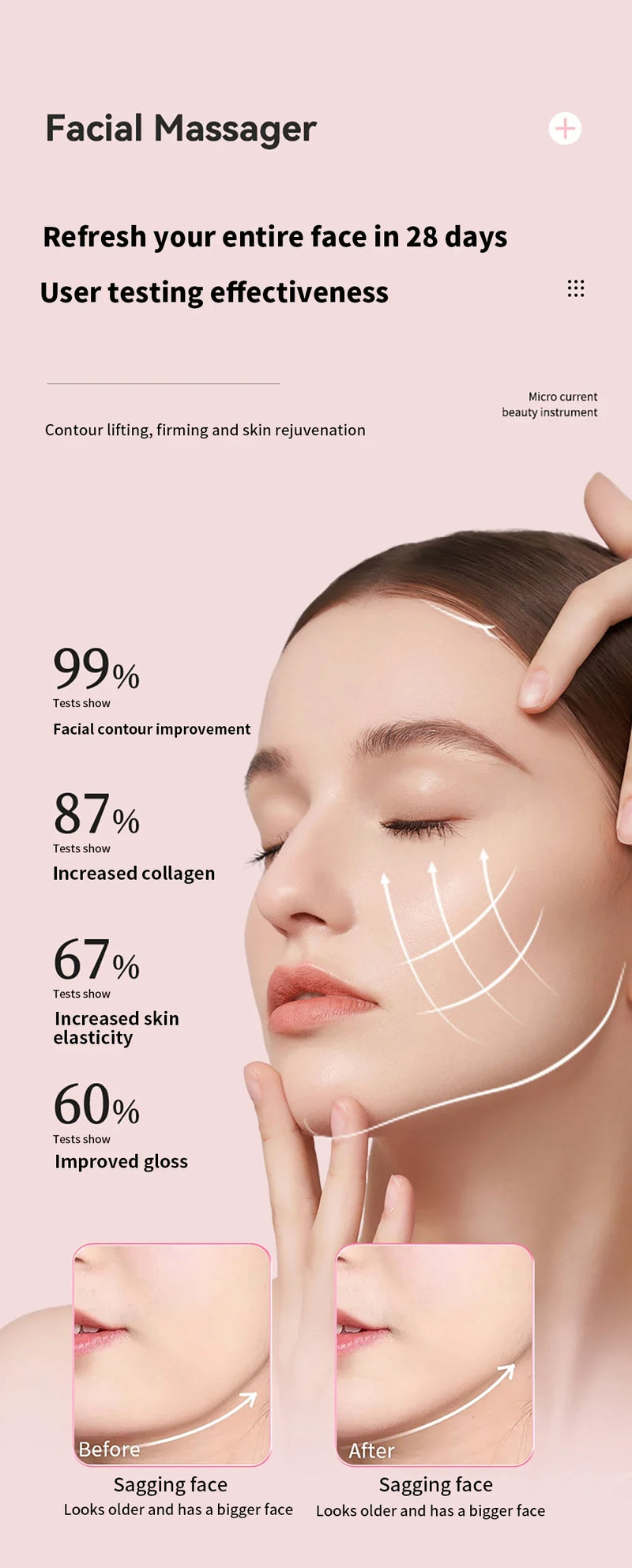 NOVO Dispositivo de Beleza Micro Corrente Mini Rolo Portátil de Lifting Facial Massageador Emagrecedor EMS Contorno Delicado Firmeza Cuidado Facial