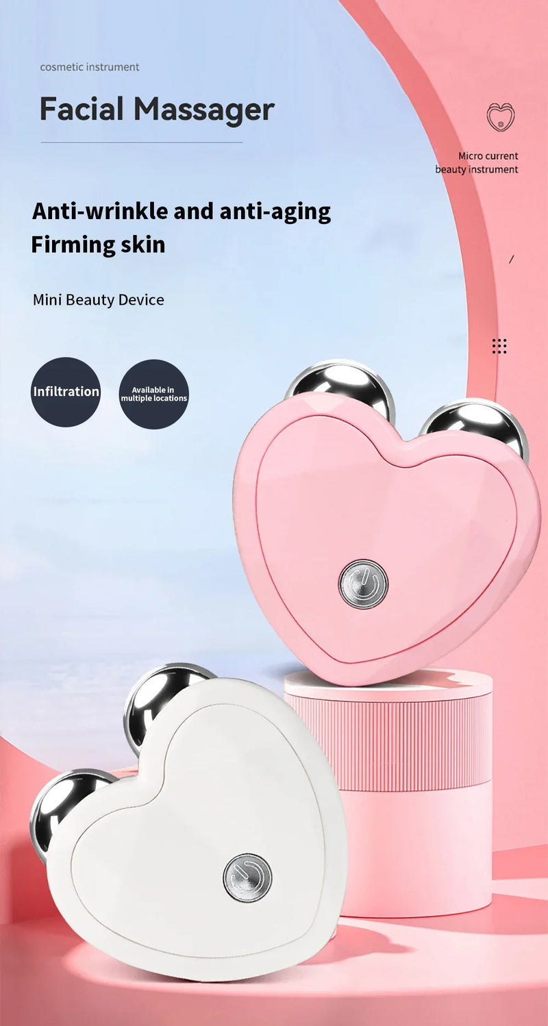 NOVO Dispositivo de Beleza Micro Corrente Mini Rolo Portátil de Lifting Facial Massageador Emagrecedor EMS Contorno Delicado Firmeza Cuidado Facial
