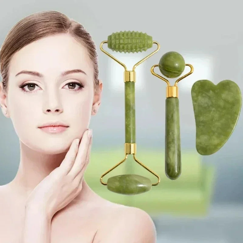 assage Visage Rolo de Jade Natural Gua Sha Facial Massageador Corporal e de Pescoço com Pedras Naturais Acupoint Cuidados com os Olhos Ferramentas de Massagem Spa MLifting