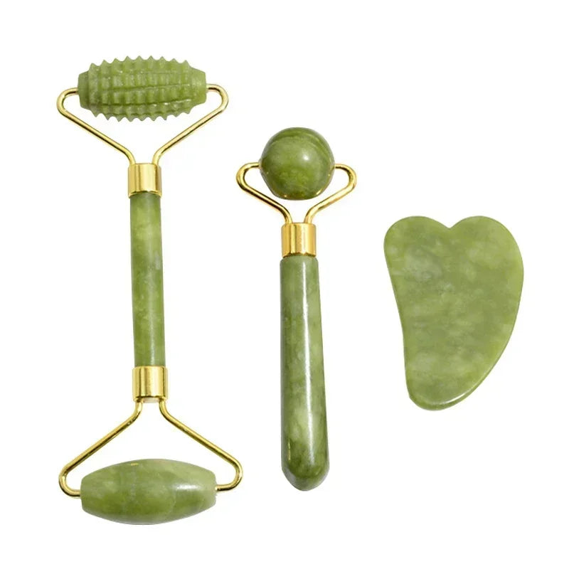 assage Visage Rolo de Jade Natural Gua Sha Facial Massageador Corporal e de Pescoço com Pedras Naturais Acupoint Cuidados com os Olhos Ferramentas de Massagem Spa MLifting