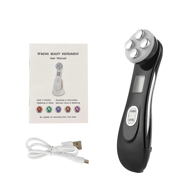 5 em 1 RF Radiofrequência EMS Eletroporação LED Fóton Dispositivo de Beleza Lifting de Pele Firme Anti-Rugas Cuidados com a Pele Massageador Facial