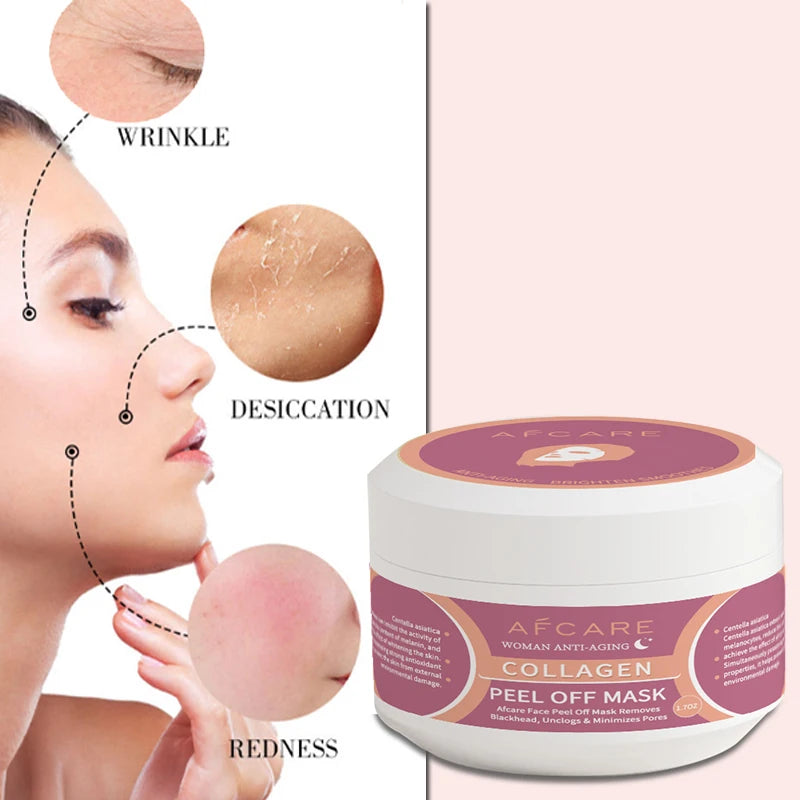 Máscara facial coreana de colágeno, máscara facial antirrugas de colágeno, máscara de lifting facial hidratante e tensora
