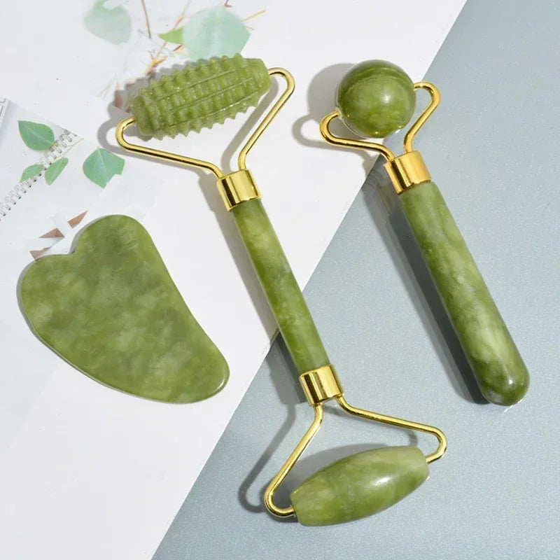 assage Visage Rolo de Jade Natural Gua Sha Facial Massageador Corporal e de Pescoço com Pedras Naturais Acupoint Cuidados com os Olhos Ferramentas de Massagem Spa MLifting