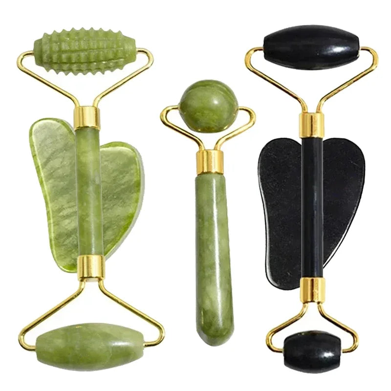 assage Visage Rolo de Jade Natural Gua Sha Facial Massageador Corporal e de Pescoço com Pedras Naturais Acupoint Cuidados com os Olhos Ferramentas de Massagem Spa MLifting