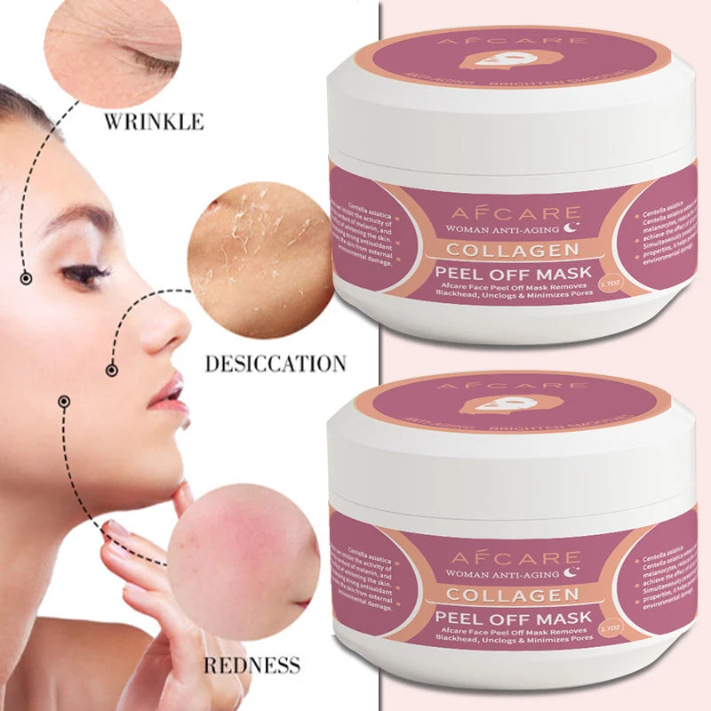 Máscara facial coreana de colágeno, máscara facial antirrugas de colágeno, máscara de lifting facial hidratante e tensora