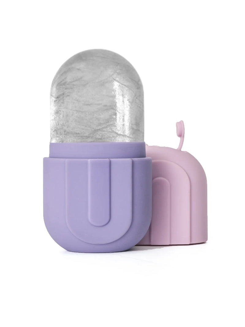 Rolo de gelo para rosto e olhos com formato de costas aprimorado - Massageador facial para cuidados com a pele - Molde de gelo de silicone reutilizável para uma pele fresca e fresca