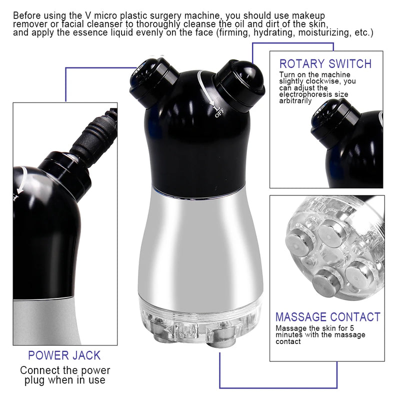 Massageador facial profissional eletroporador com vibração de rádio e LED Photon Rejuvenescimento Facial Lifting da pele Ferramenta de cuidados