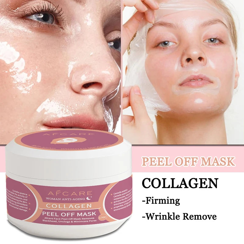 Máscara facial coreana de colágeno, máscara facial antirrugas de colágeno, máscara de lifting facial hidratante e tensora