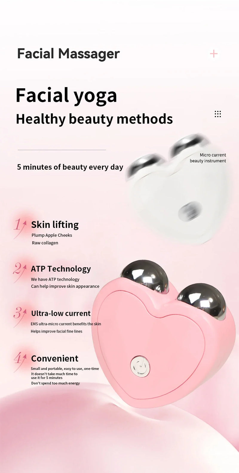 NOVO Dispositivo de Beleza Micro Corrente Mini Rolo Portátil de Lifting Facial Massageador Emagrecedor EMS Contorno Delicado Firmeza Cuidado Facial