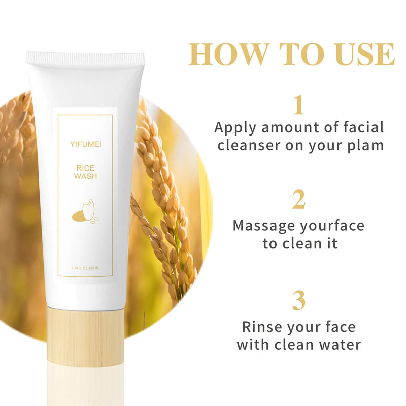 Espuma de limpeza facial coreana de arroz para cuidados com a pele, hidratante, iluminador e rejuvenescedor, limpador facial, cuidados com a pele coreanos originais