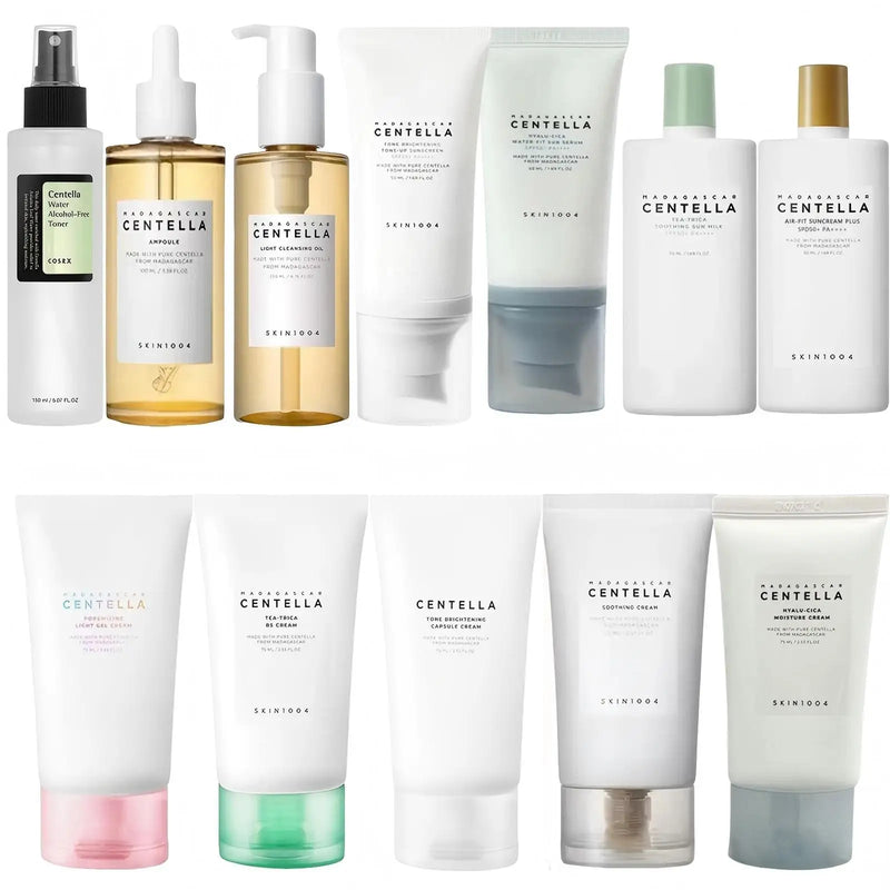 Centella Skin Care Set Hidratante Tônico Calmante Iluminador Sérum Facial Hialurônico Protetor Solar À Prova D'água Óleo de Limpeza 1 unidade
