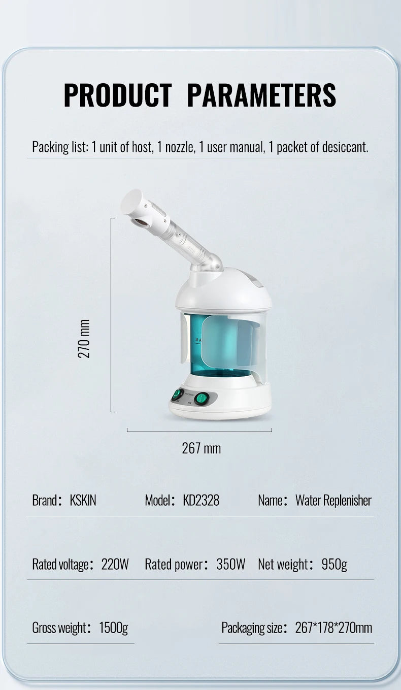 Vaporizador facial iônico profissional, spray facial KSKIN personalizado e de alta qualidade, vaporizador facial portátil para rosto,