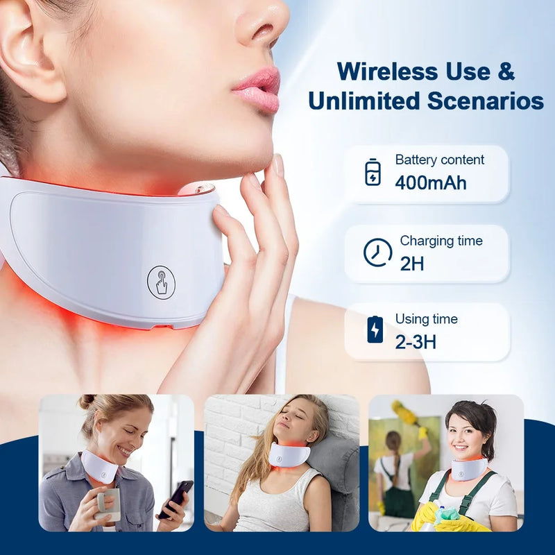 Máscara facial de LED de 7 cores com pescoço, máscara de terapia de luz vermelha para firmamento da pele, lifting, antienvelhecimento, bio-luz, beleza, clareamento, casa