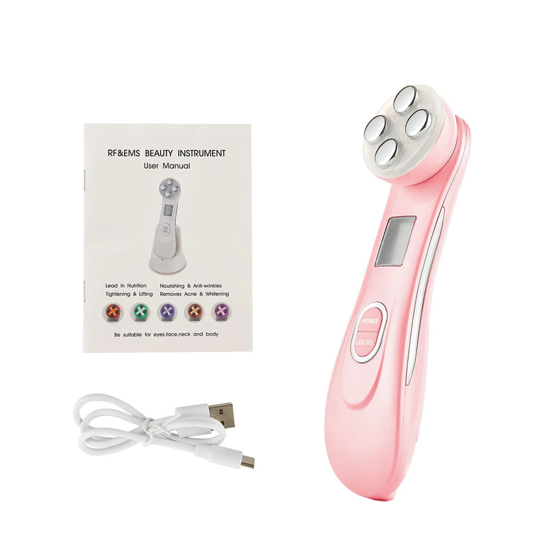 5 em 1 RF Radiofrequência EMS Eletroporação LED Fóton Dispositivo de Beleza Lifting de Pele Firme Anti-Rugas Cuidados com a Pele Massageador Facial