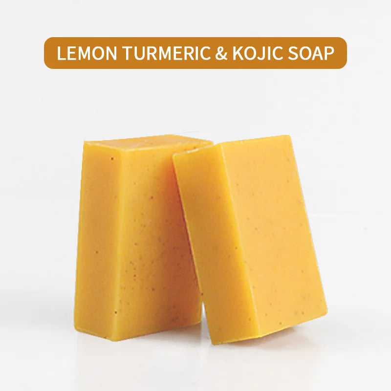 Sabonete de cúrcuma e ácido kójico 100g, clareador, antienvelhecimento, hidratante, artesanal para rosto e corpo, tratamento de manchas escuras e acne