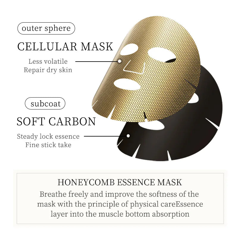 10 peças SADOER 24K Gold Máscaras Faciais Hidratantes para cuidados com a pele Firmeza Nutrição Suavidade Rejuvenescimento da Pele Máscara Facial Folhas Máscara