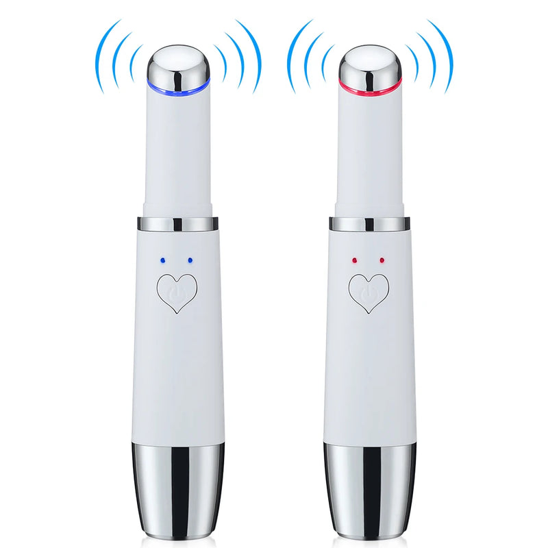 Massageador elétrico para os olhos, dispositivo de massagem com aquecimento por vibração para olheiras, inchaço, fadiga ocular, caneta para cuidados com os olhos e rugas