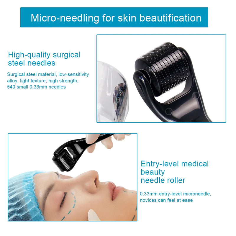 ZGTS DRS 540 Pins Derma Roller Titânio Aço Inoxidável Rolo de Enfermagem para Pele Esfoliante Antirrugas Reparador para Recrescimento Capilar Ferramenta de Maquiagem