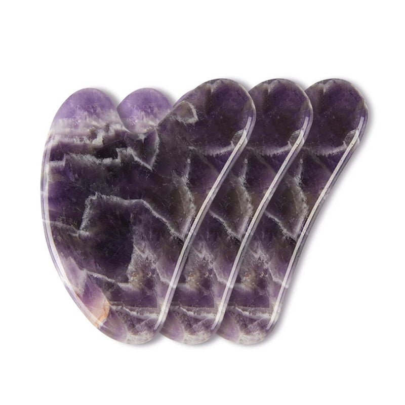 Gua Sha, raspador de guache com jade ametista natural, massageador para rosto, lifting de pele fina, raspador facial, ferramentas de beleza e cuidados com a pele