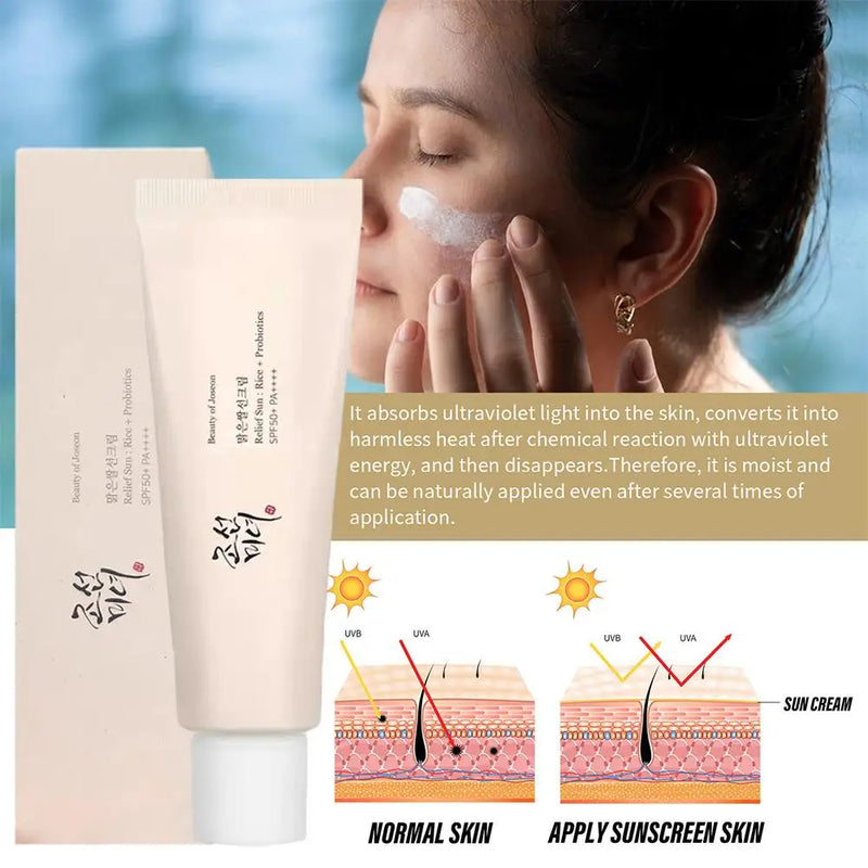 Conjunto coreano de cuidados com a pele com probióticos de arroz - protetor solar, essência facial, creme para os olhos, esfoliante, tônico, óleo de limpeza para diversas peles