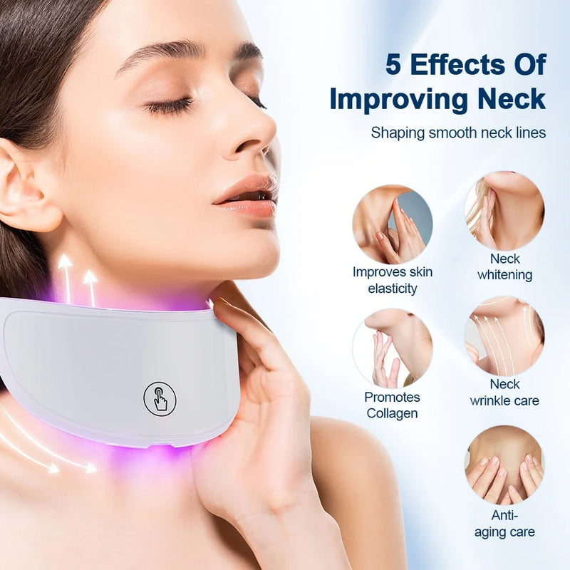 Máscara facial de LED de 7 cores com pescoço, máscara de terapia de luz vermelha para firmamento da pele, lifting, antienvelhecimento, bio-luz, beleza, clareamento, casa