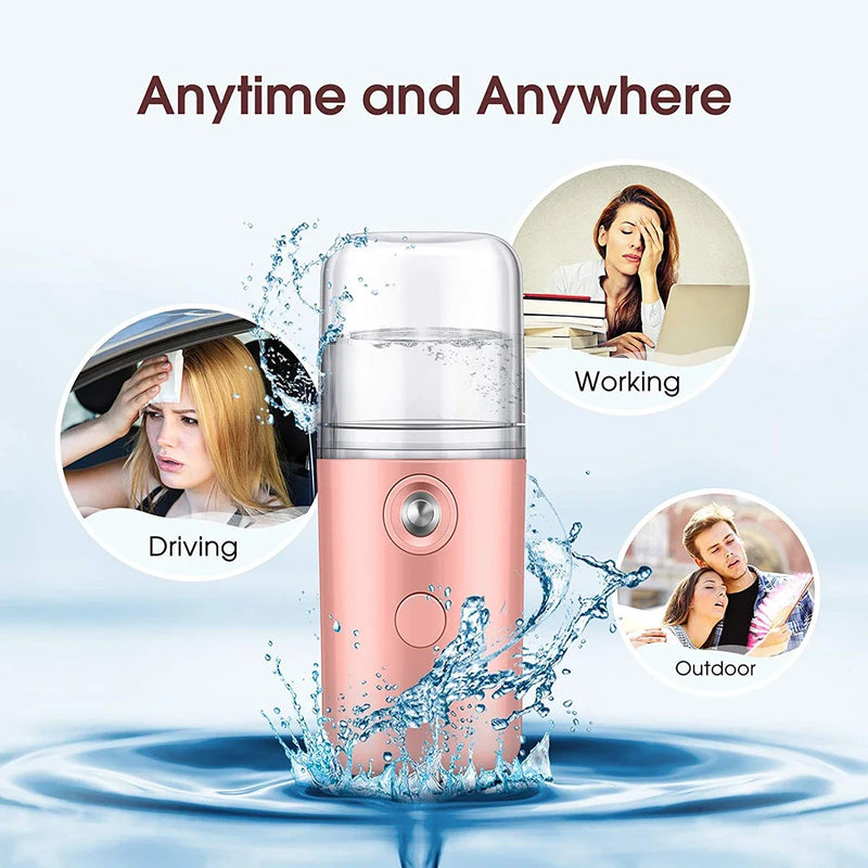 Mini pulverizador de névoa nano portátil USB de 30 ml, spray facial, vaporizador facial, hidratante, umidificador de ar, instrumentos de beleza para cuidados com a pele