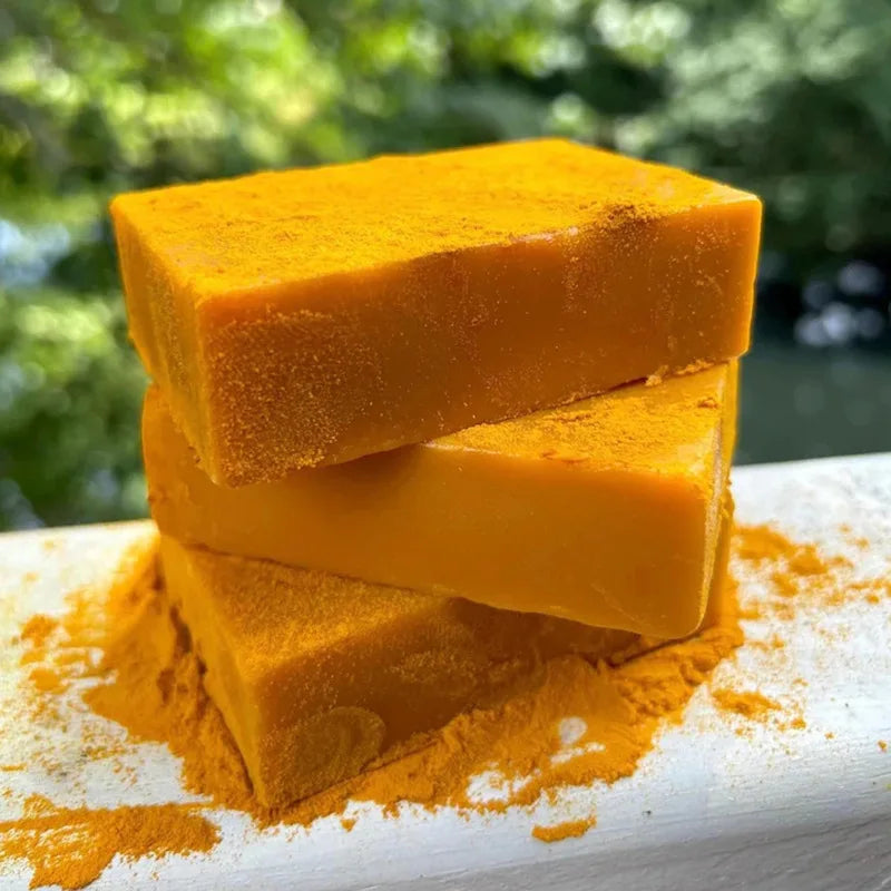Sabonete de cúrcuma e ácido kójico 100g, clareador, antienvelhecimento, hidratante, artesanal para rosto e corpo, tratamento de manchas escuras e acne