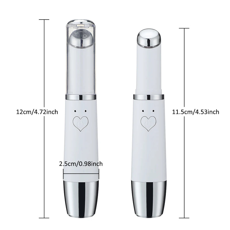 Massageador elétrico para os olhos, dispositivo de massagem com aquecimento por vibração para olheiras, inchaço, fadiga ocular, caneta para cuidados com os olhos e rugas